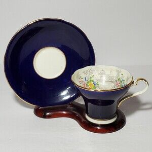 Aynsley Corset Teacup and Saucer Garden Pavilion Vintage